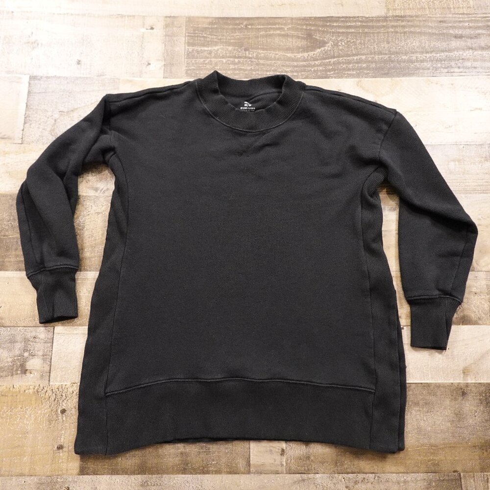 Aerie Crewneck Sweatshirt Women’s XS Black Cozy Ribbed Panels